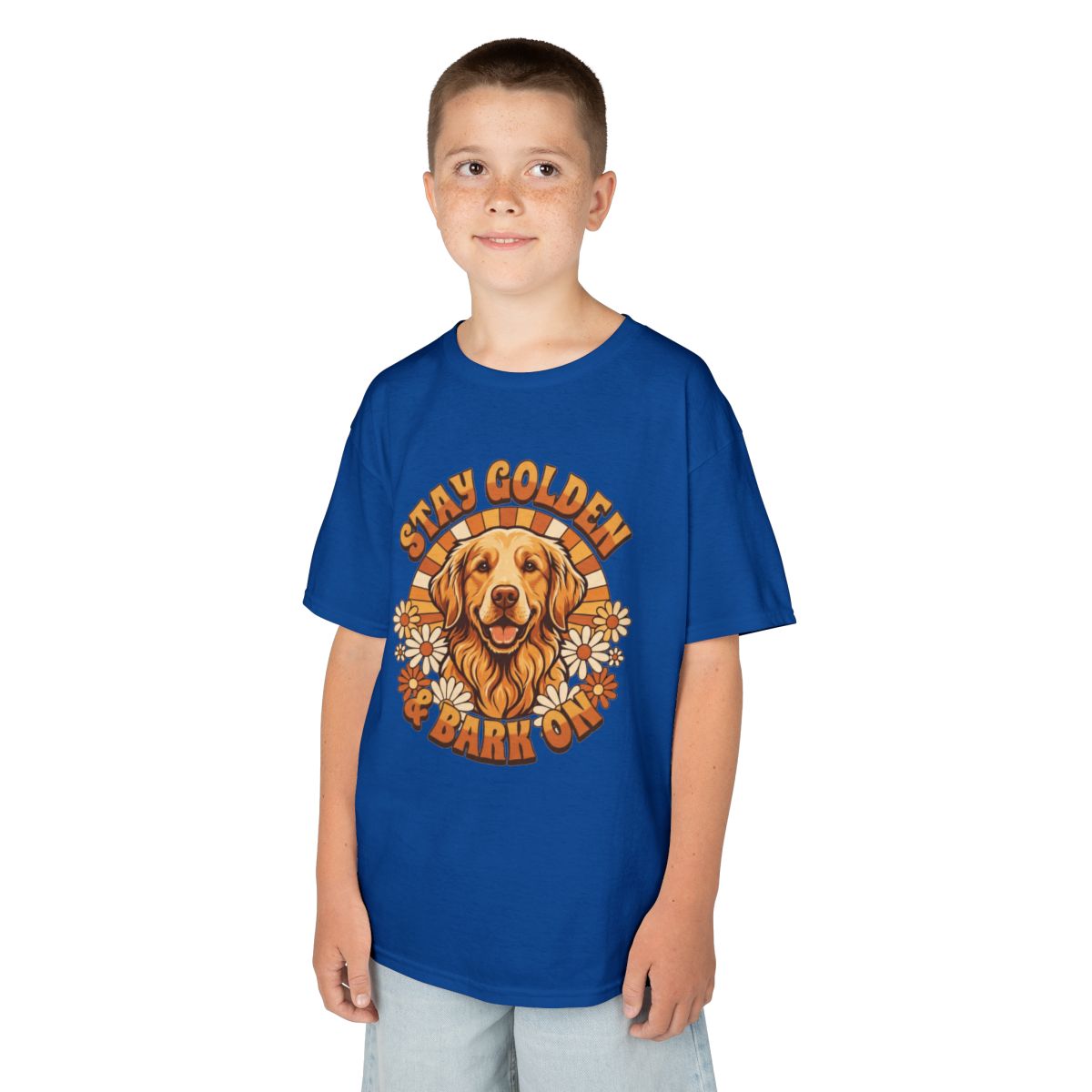 Color: Royal | Stay Golden & Bark On Kids Tee