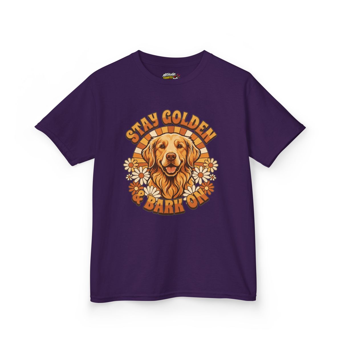 Color: Purple | Stay Golden & Bark On Kids Tee