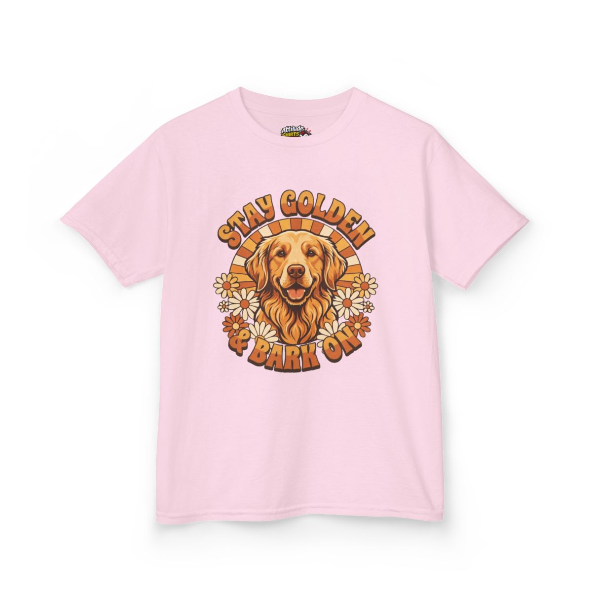 Color: Light Pink | Stay Golden & Bark On Kids Tee