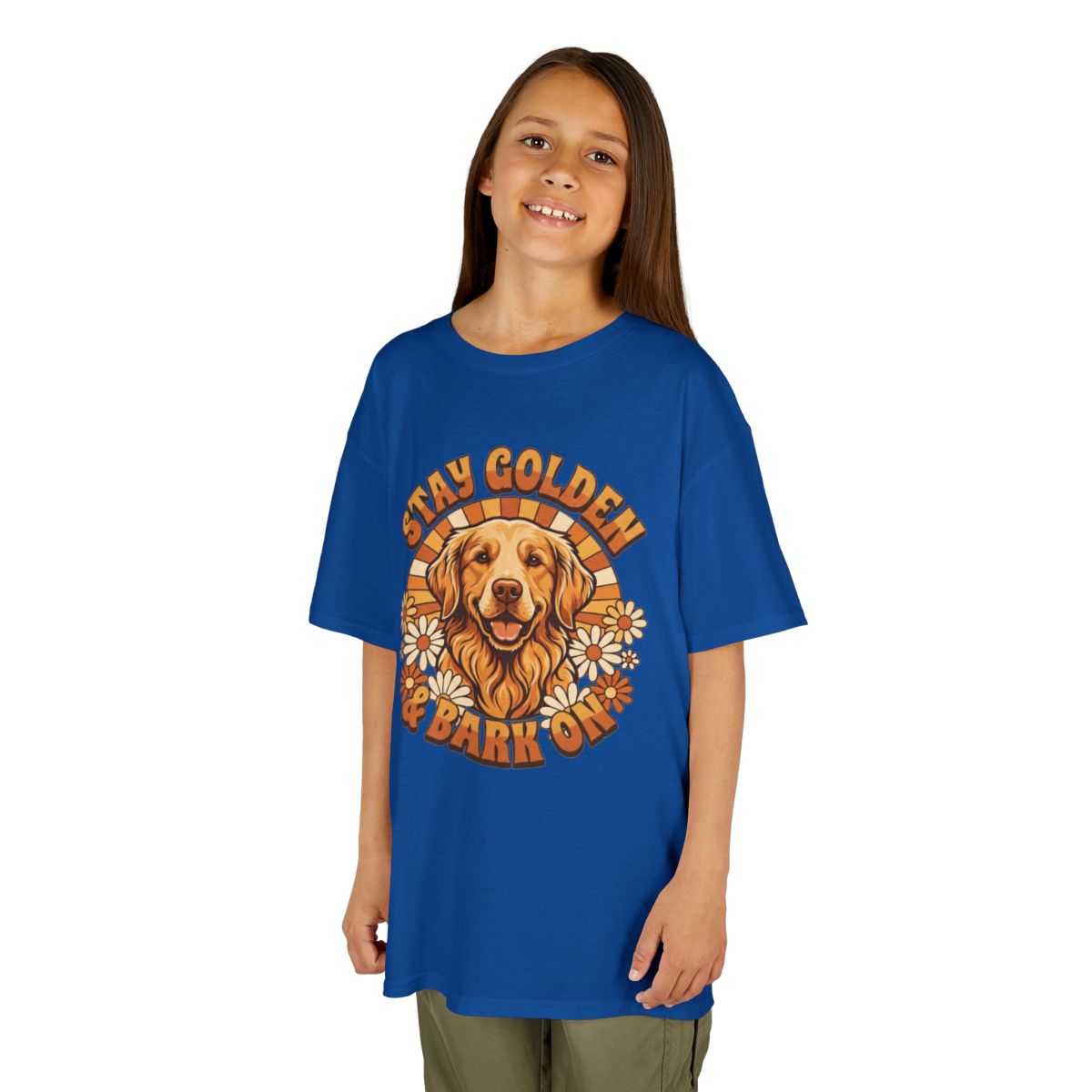 Color: Royal | Stay Golden & Bark On Kids Tee