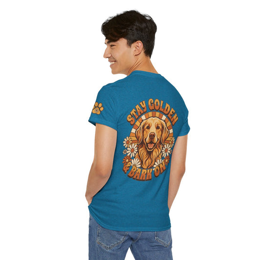 Color: Antique Sapphire | Stay Golden & Bark On Premium Graphic Tee