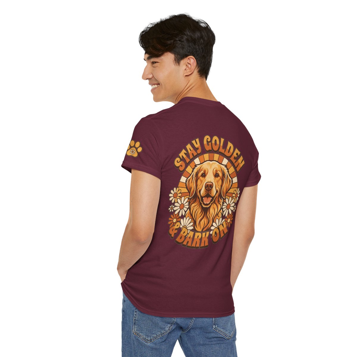 Color: Maroon | Stay Golden & Bark On Premium Graphic Tee