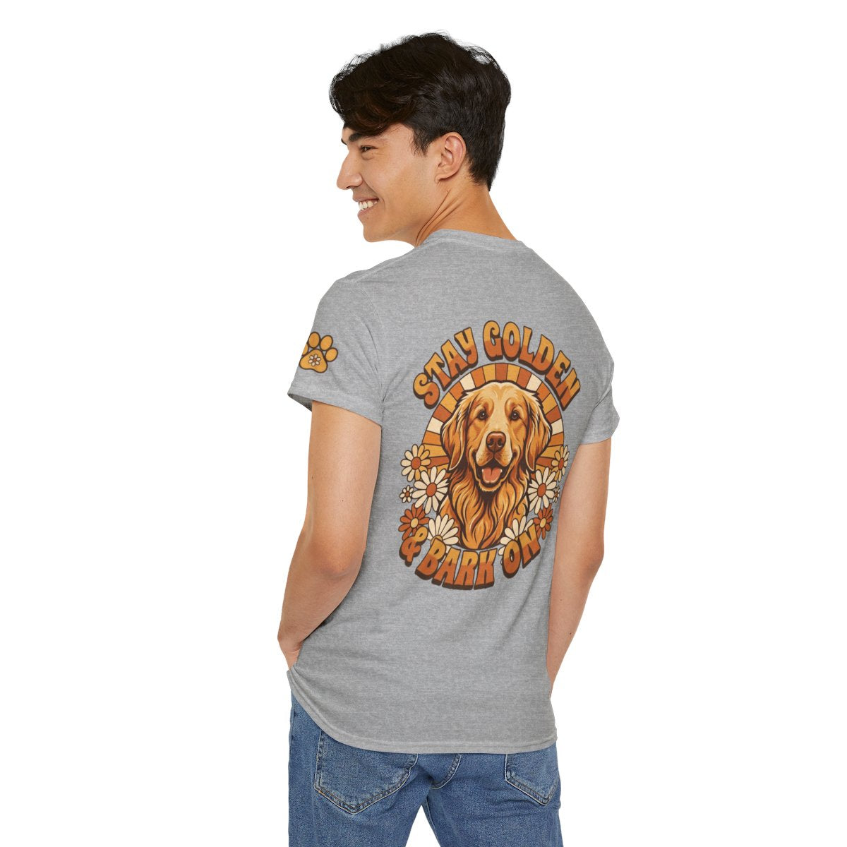 Color: Sport Grey | Stay Golden & Bark On Premium Graphic Tee