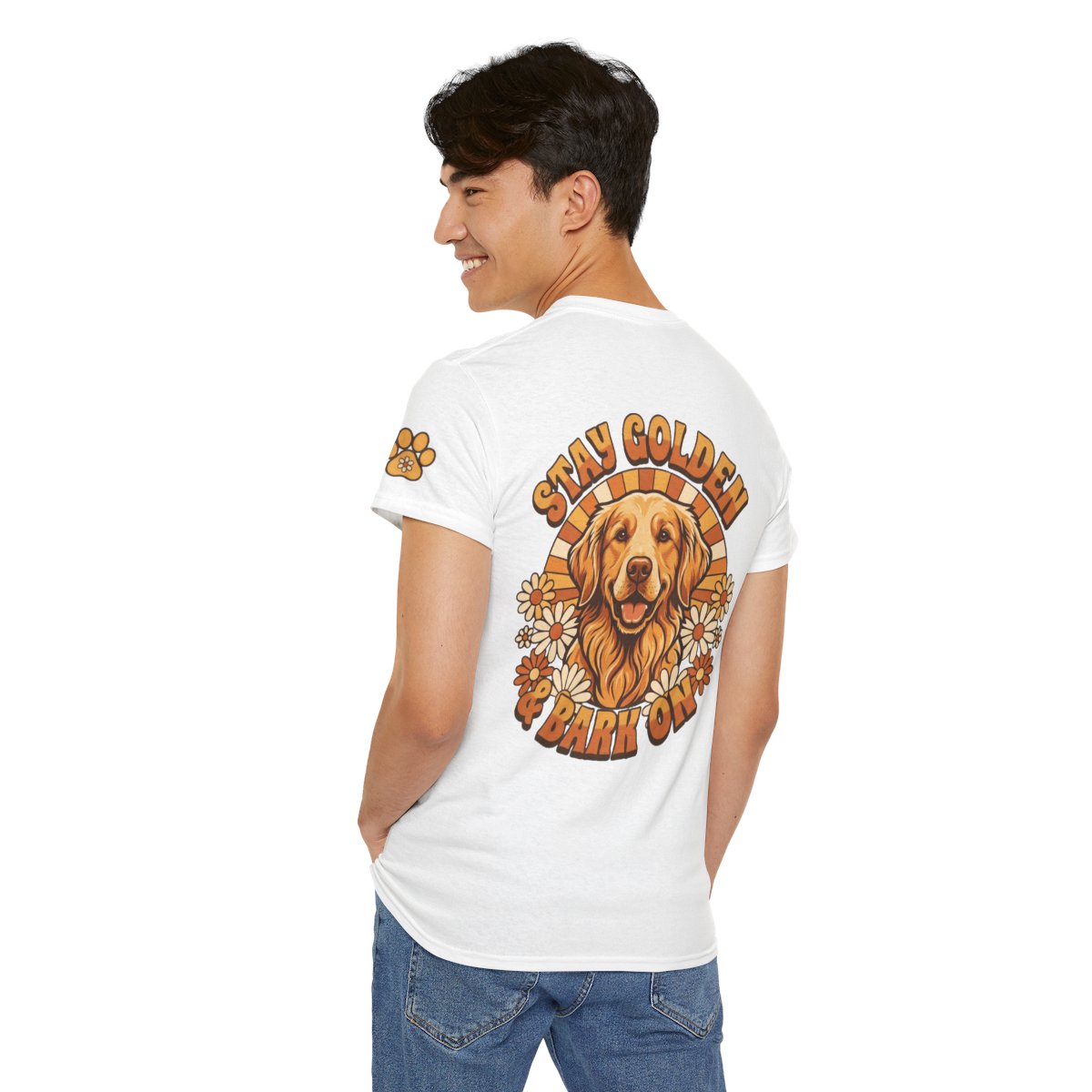 Color: White | Stay Golden & Bark On Premium Graphic Tee