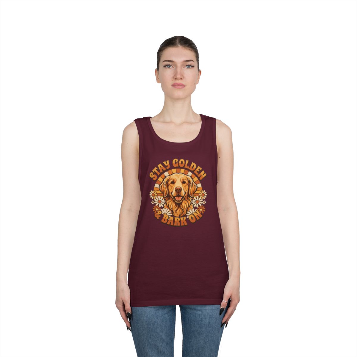 Color: Maroon | Stay Golden & Bark On Tank Top
