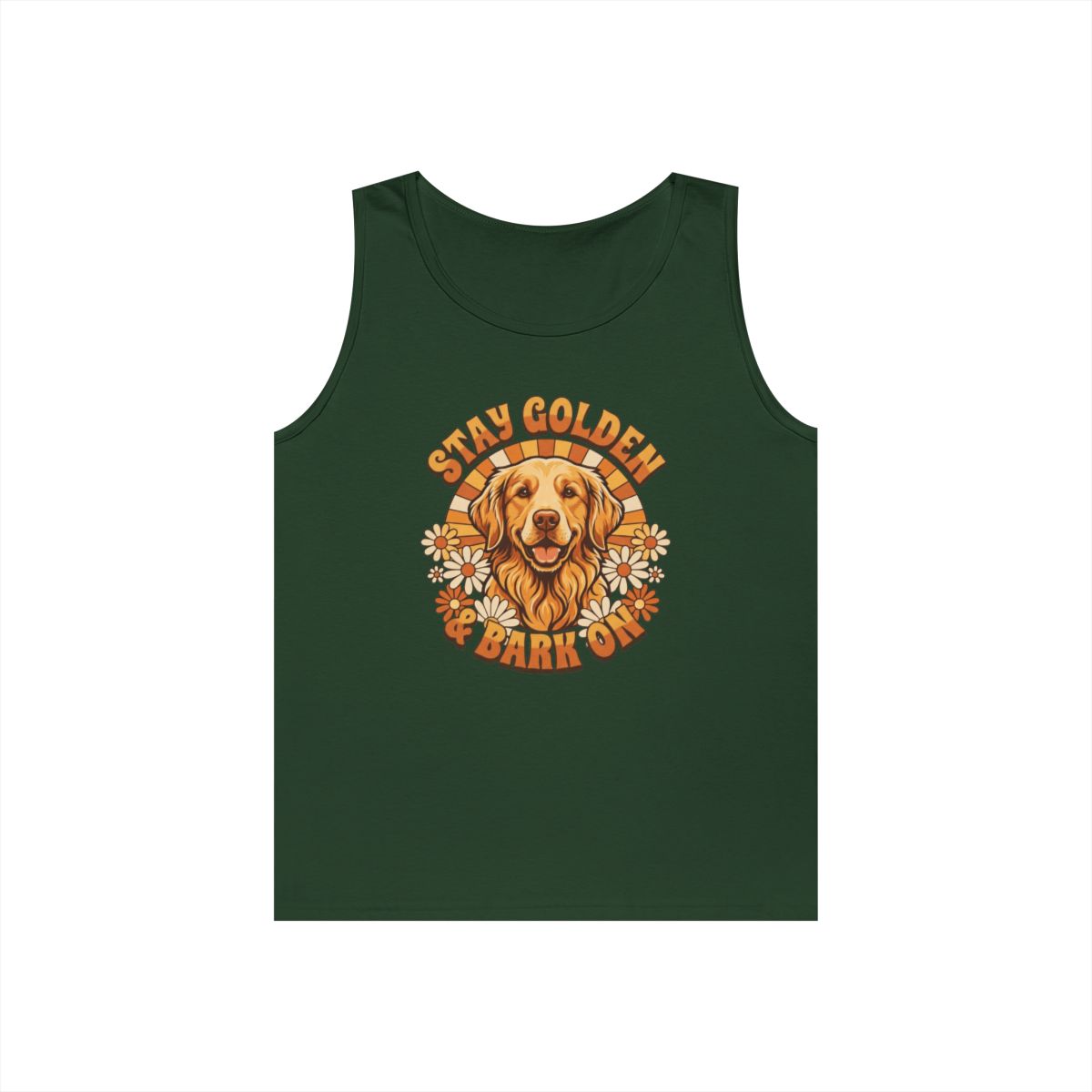Color: Forest Green | Stay Golden & Bark On Tank Top