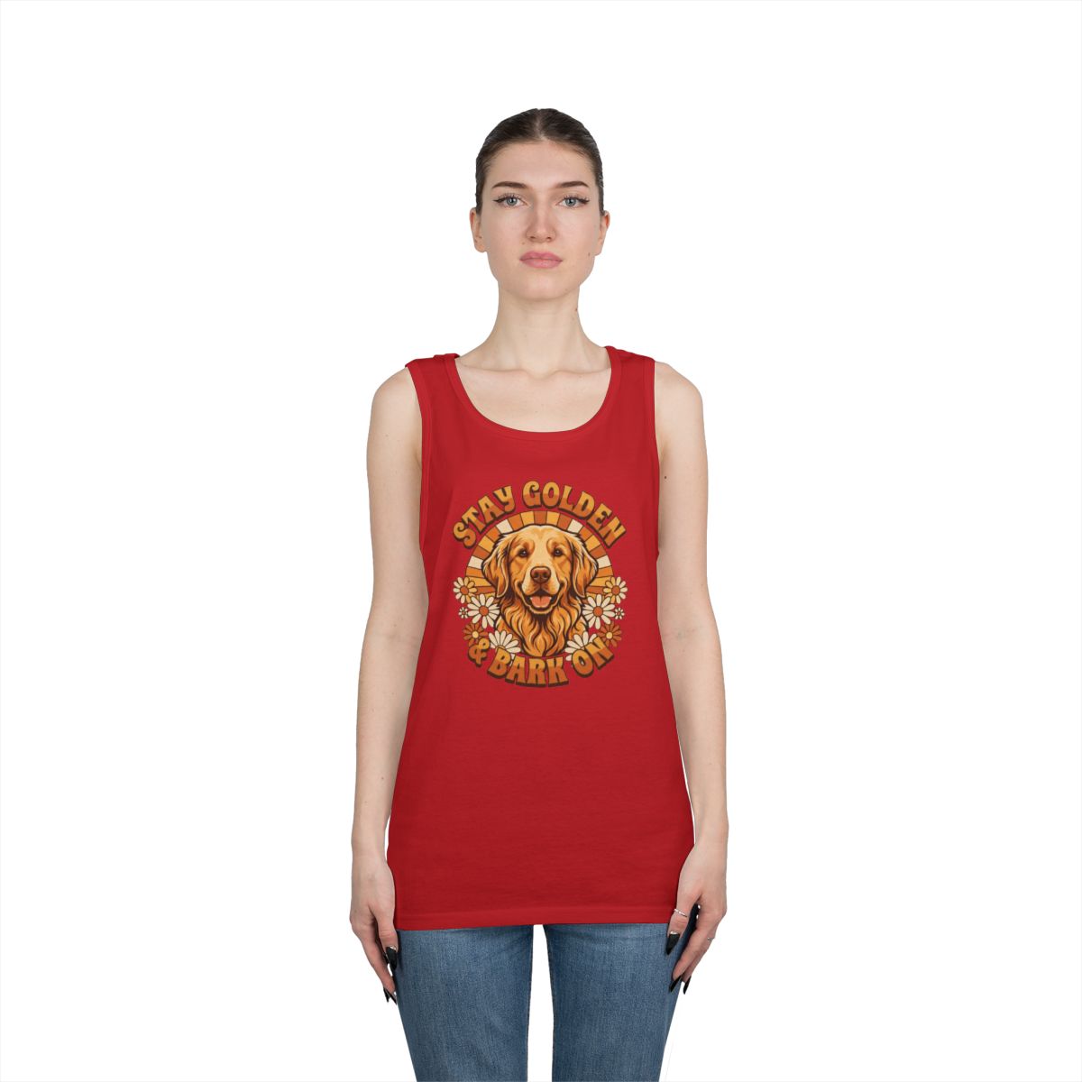 Color: Red | Stay Golden & Bark On Tank Top