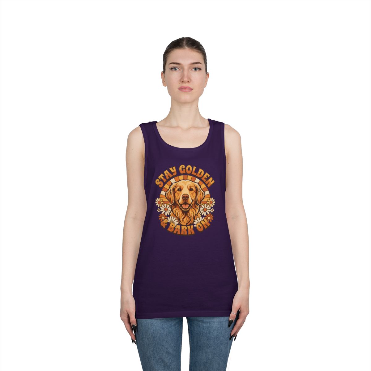 Color: Purple | Stay Golden & Bark On Tank Top