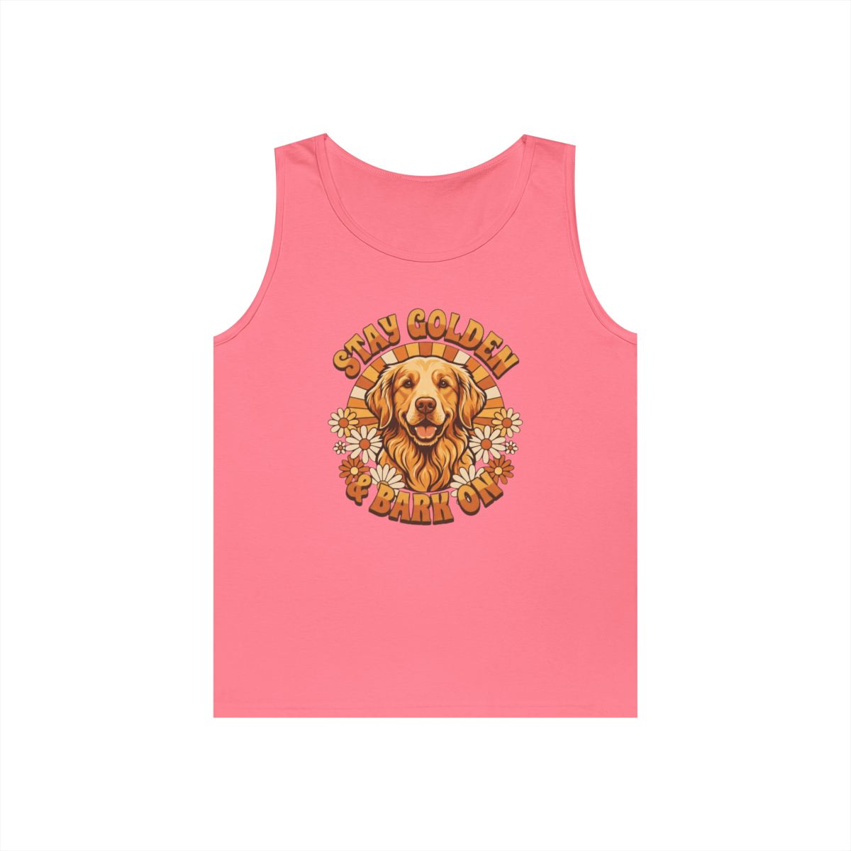Color: Safety Pink | Stay Golden & Bark On Tank Top