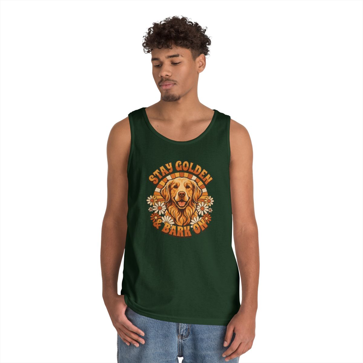 Color: Forest Green | Stay Golden & Bark On Tank Top