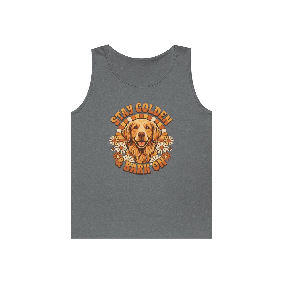 Color: Graphite Heather | Stay Golden & Bark On Tank Top