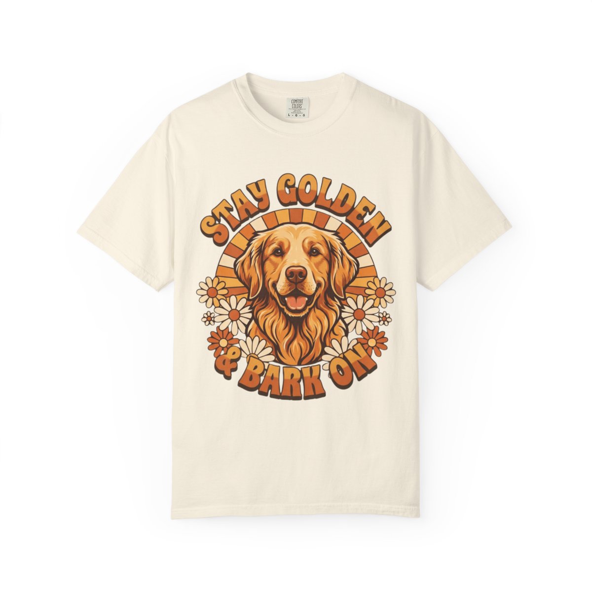 Color: Ivory | Stay Golden & Bark On Unisex Garment-Dyed Tee