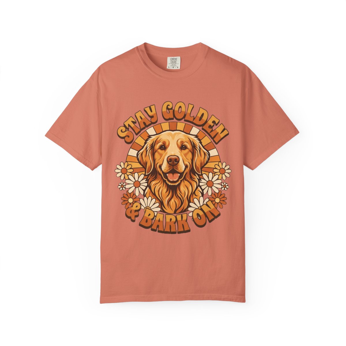 Color: Terracotta | Stay Golden & Bark On Unisex Garment-Dyed Tee