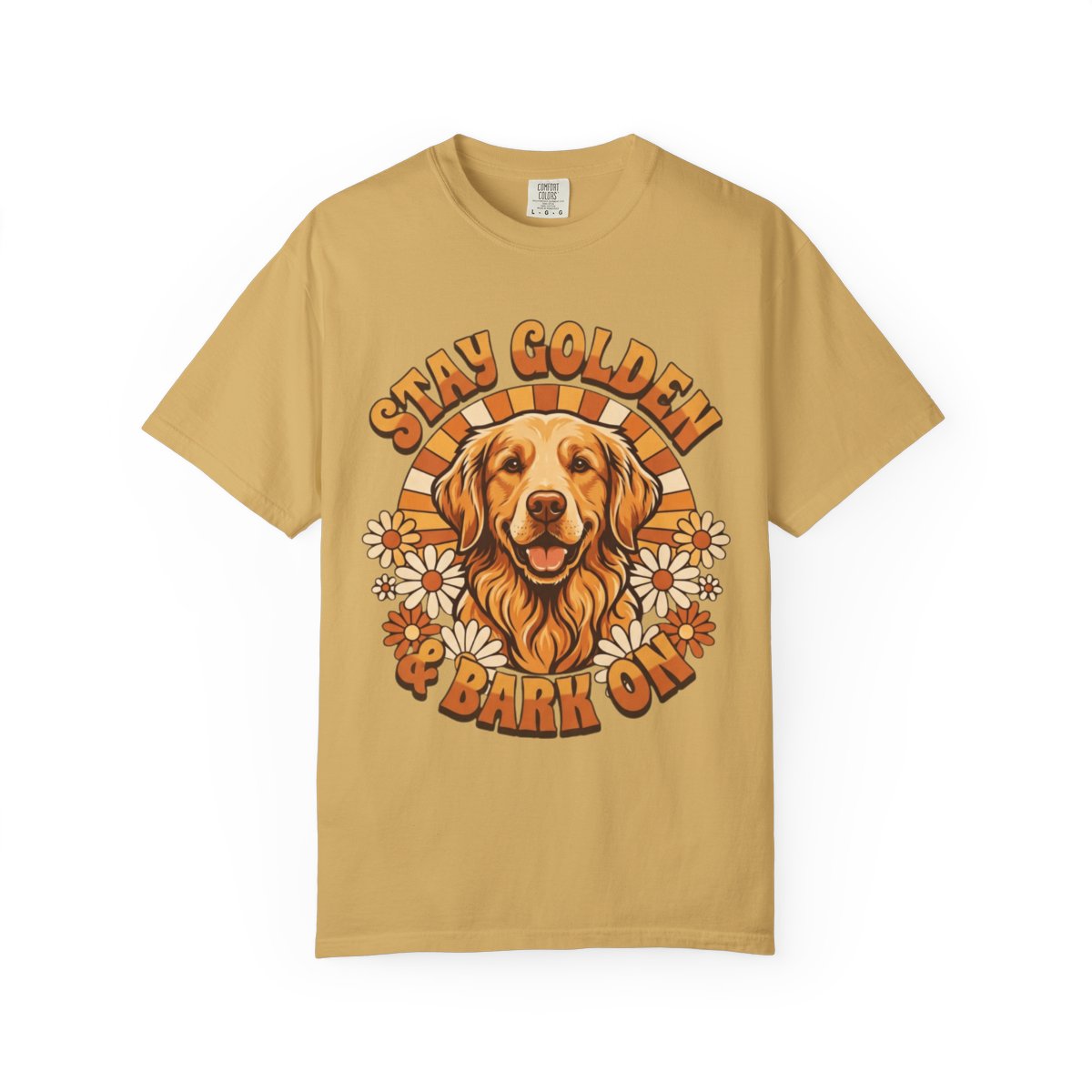 Color: Mustard | Stay Golden & Bark On Unisex Garment-Dyed Tee