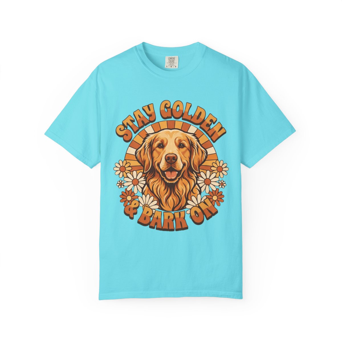 Color: Lagoon Blue | Stay Golden & Bark On Unisex Garment-Dyed Tee