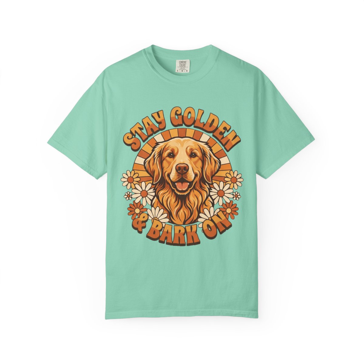 Color: Island Reef | Stay Golden & Bark On Unisex Garment-Dyed Tee