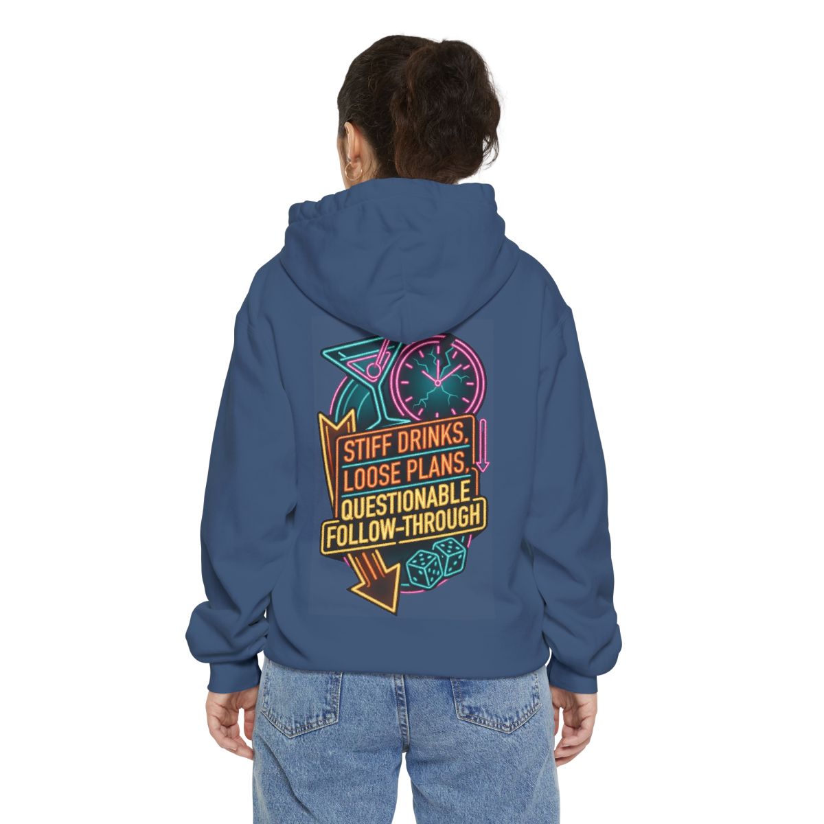 Color: True Navy | Stiff Drinks Loose Plans Garment-Dyed Hoodie