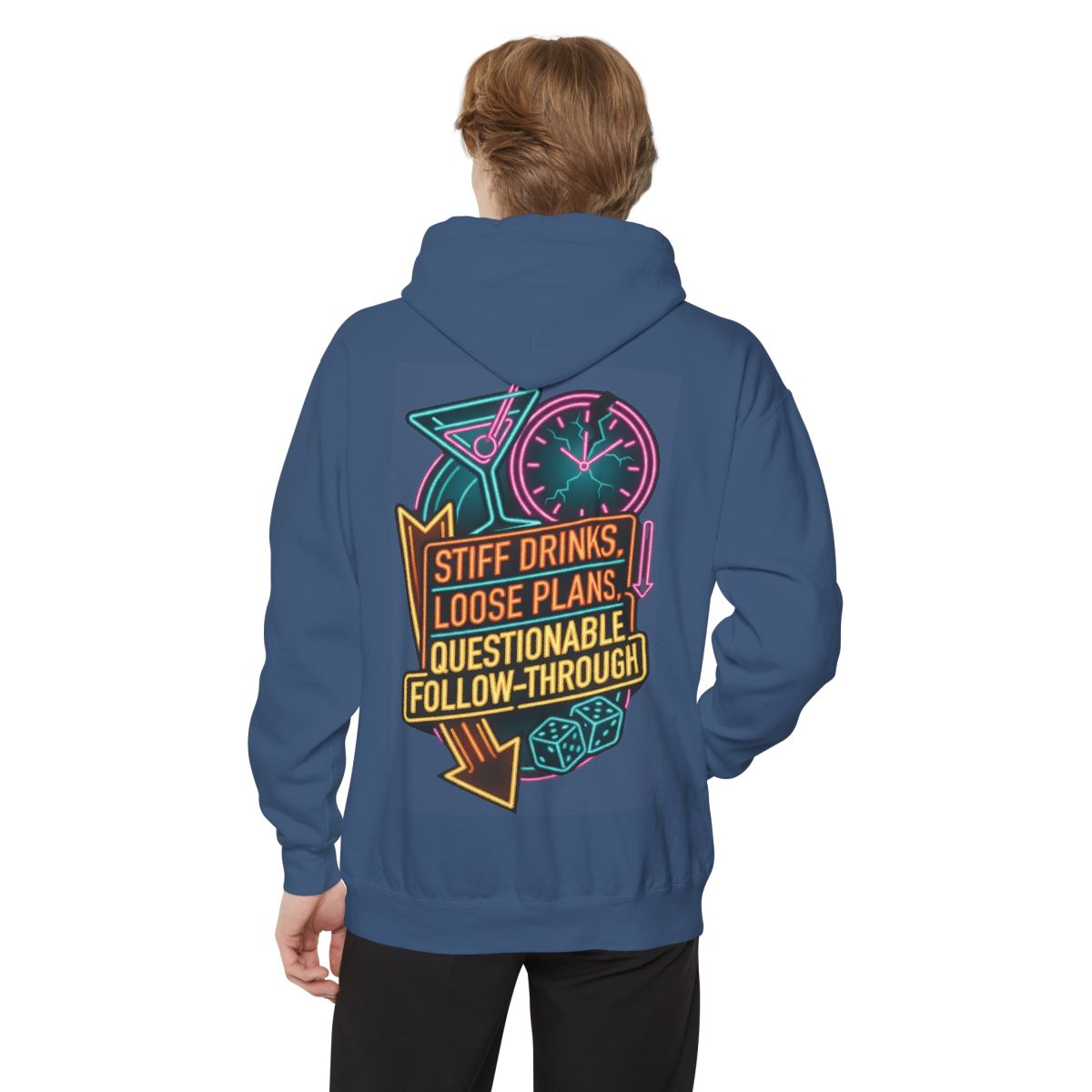 Color: True Navy | Stiff Drinks Loose Plans Garment-Dyed Hoodie