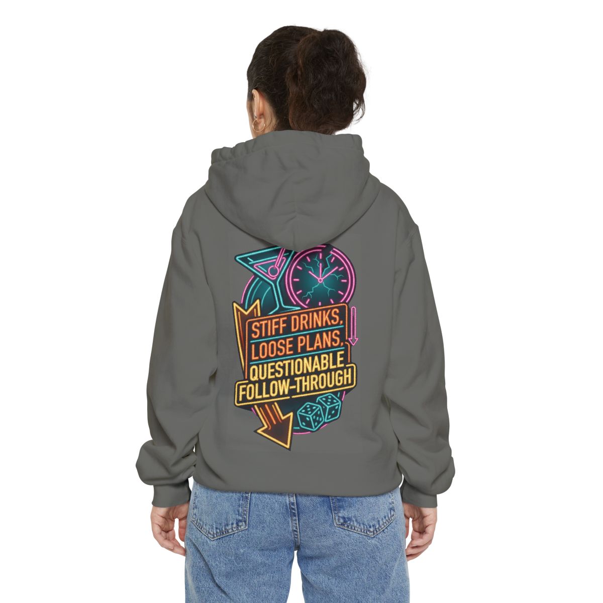Color: Grey | Stiff Drinks Loose Plans Garment-Dyed Hoodie