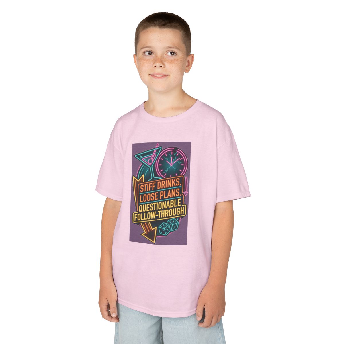 Color: Light Pink | Stiff Drinks Loose Plans Kids Tee