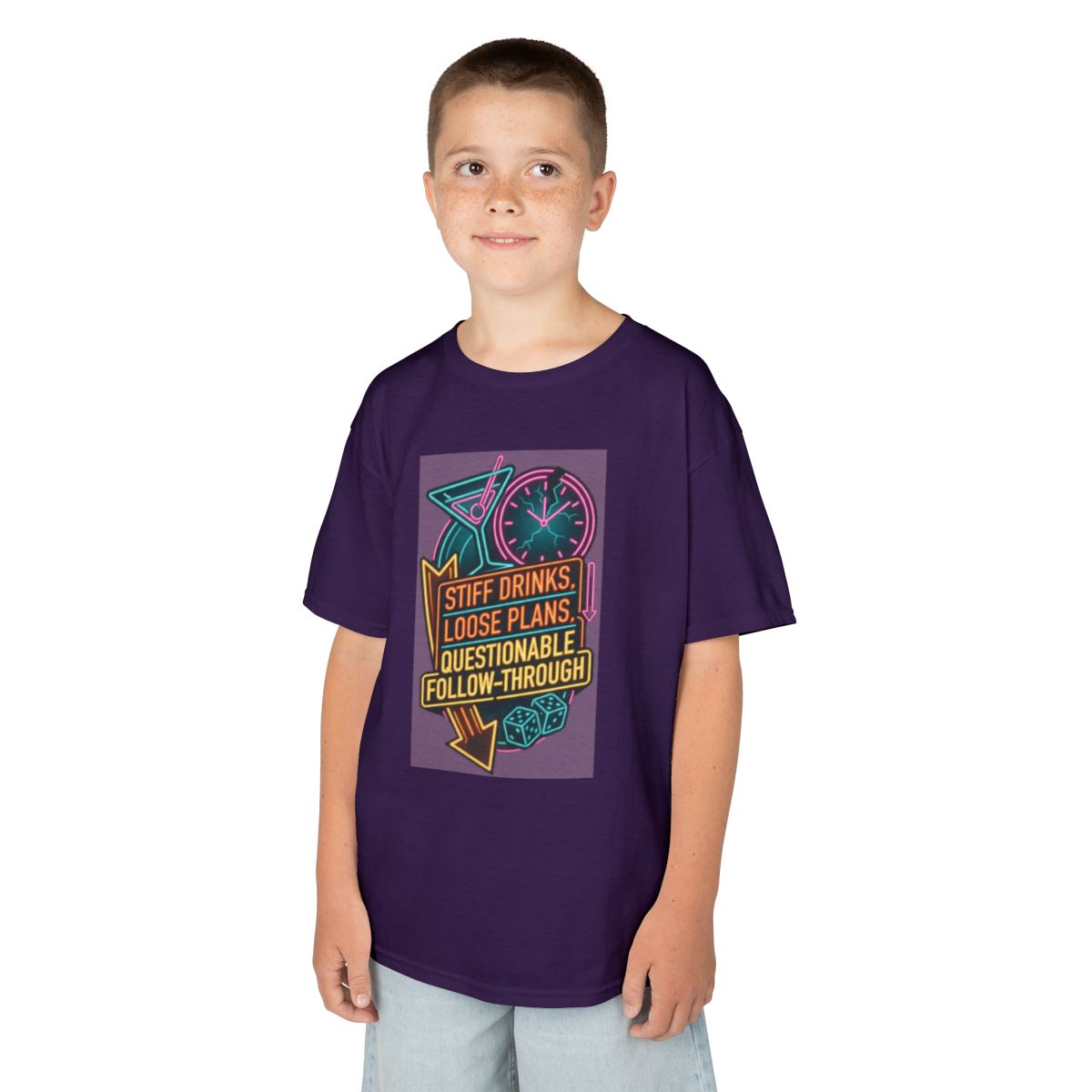 Color: Purple | Stiff Drinks Loose Plans Kids Tee