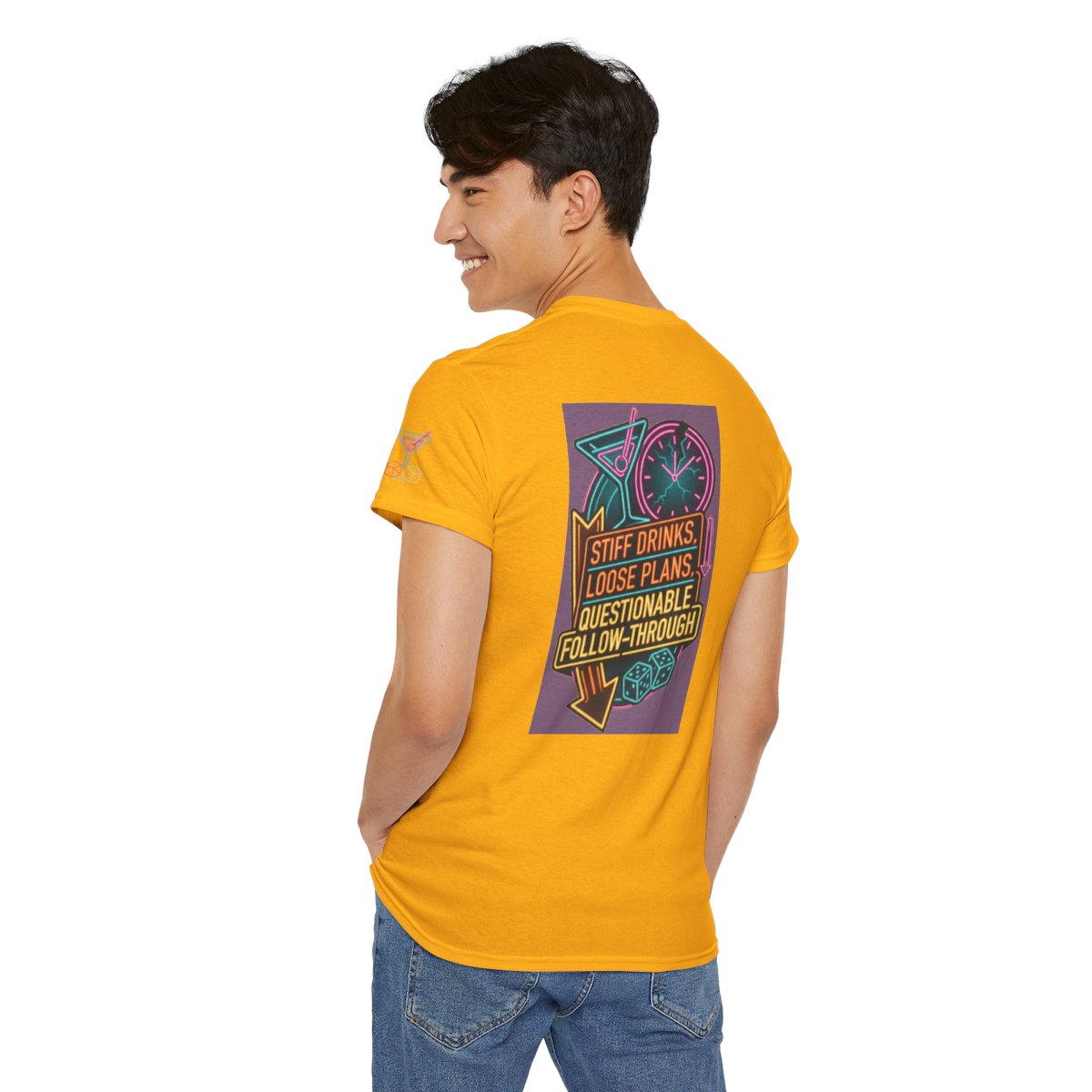 Color: Gold | Stiff Drinks Loose Plans Premium Graphic Tee