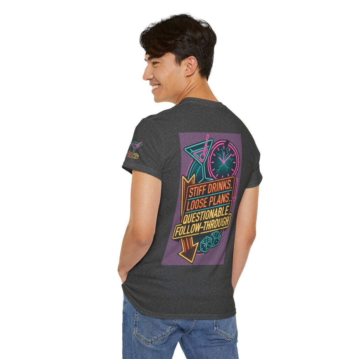 Color: Dark Heather | Stiff Drinks Loose Plans Premium Graphic Tee