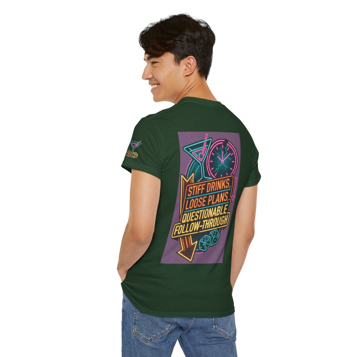 Color: Forest Green | Stiff Drinks Loose Plans Premium Graphic Tee