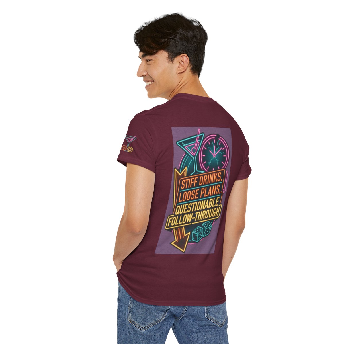 Color: Maroon | Stiff Drinks Loose Plans Premium Graphic Tee