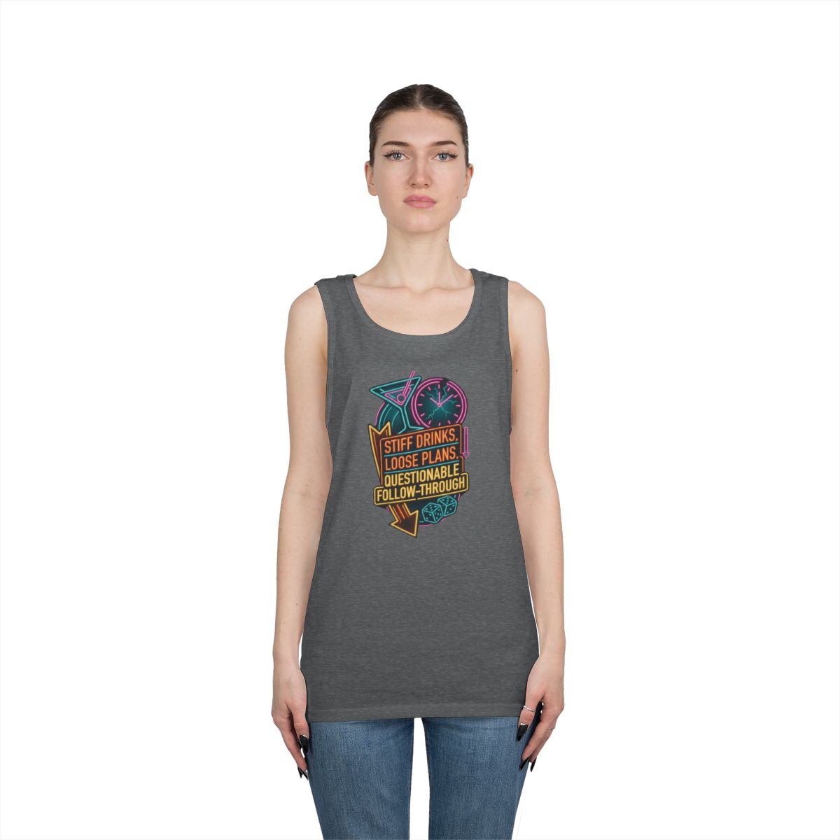 Color: Graphite Heather | Stiff Drinks Loose Plans Tank Top