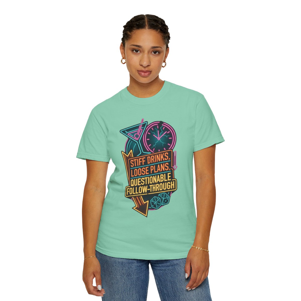 Color: Island Reef | Stiff Drinks Loose Plans Unisex Garment-Dyed Tee