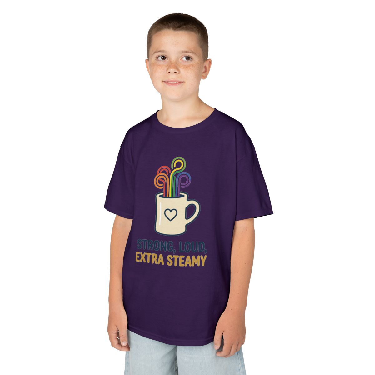 Color: Purple | Strong Loud Extra Steamy Kids Tee