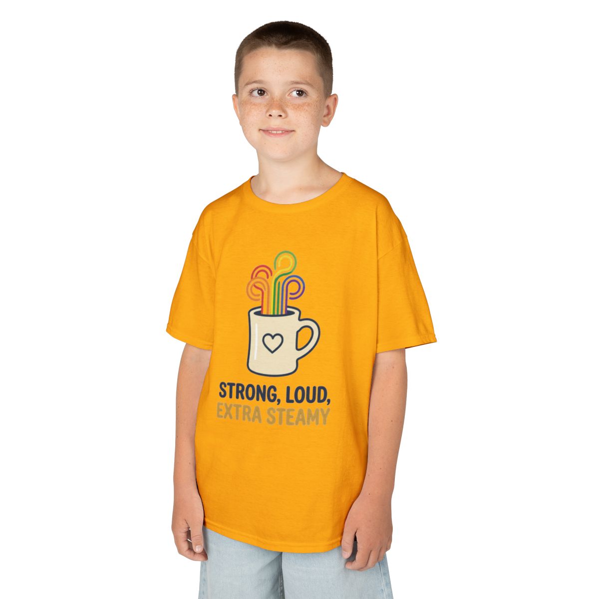 Color: Gold | Strong Loud Extra Steamy Kids Tee