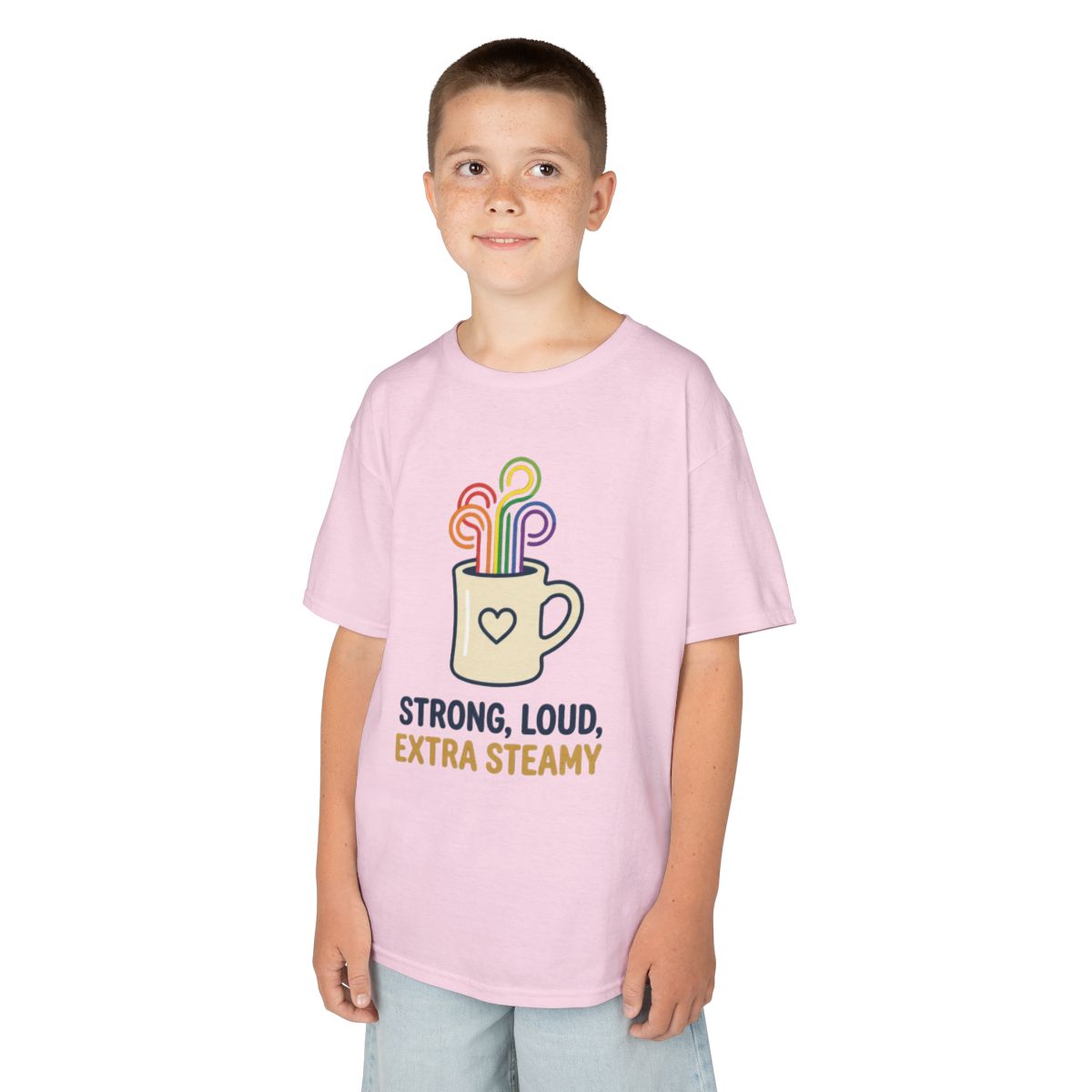 Color: Light Pink | Strong Loud Extra Steamy Kids Tee