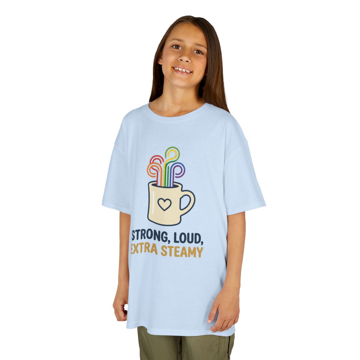 Color: Light Blue | Strong Loud Extra Steamy Kids Tee