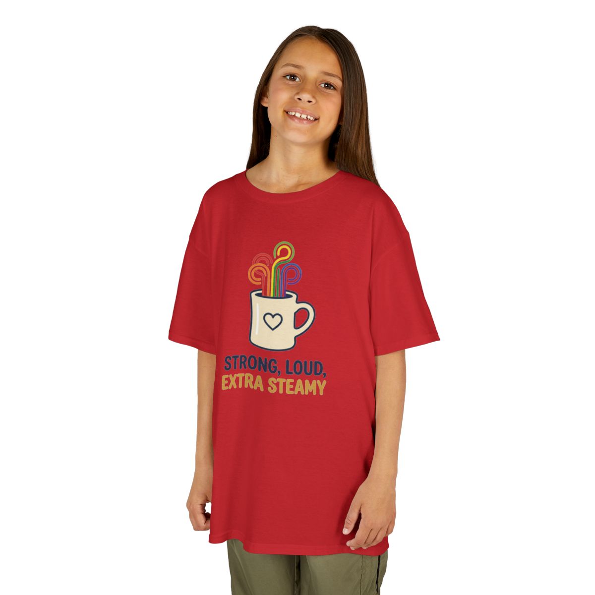 Color: Red | Strong Loud Extra Steamy Kids Tee