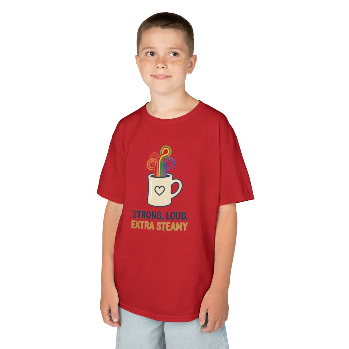 Color: Red | Strong Loud Extra Steamy Kids Tee