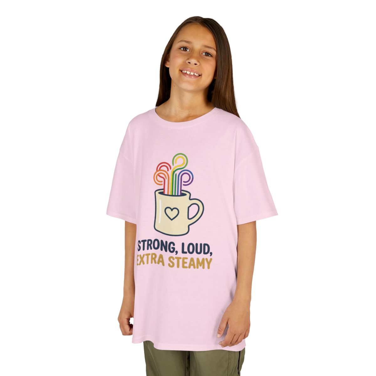 Color: Light Pink | Strong Loud Extra Steamy Kids Tee