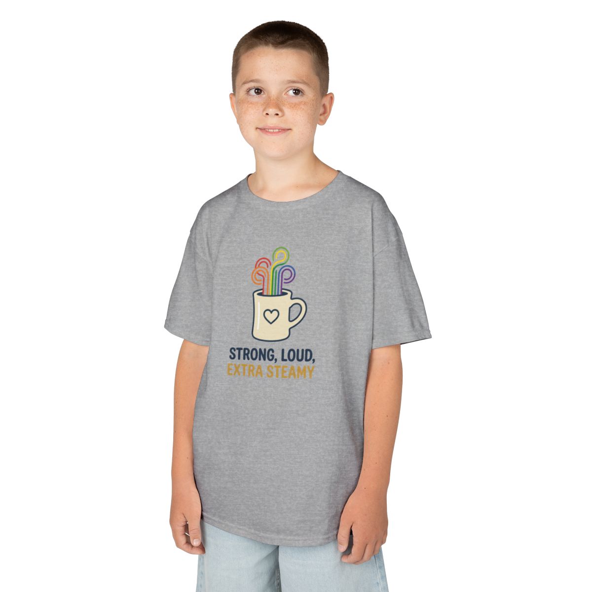 Color: Sport Grey | Strong Loud Extra Steamy Kids Tee