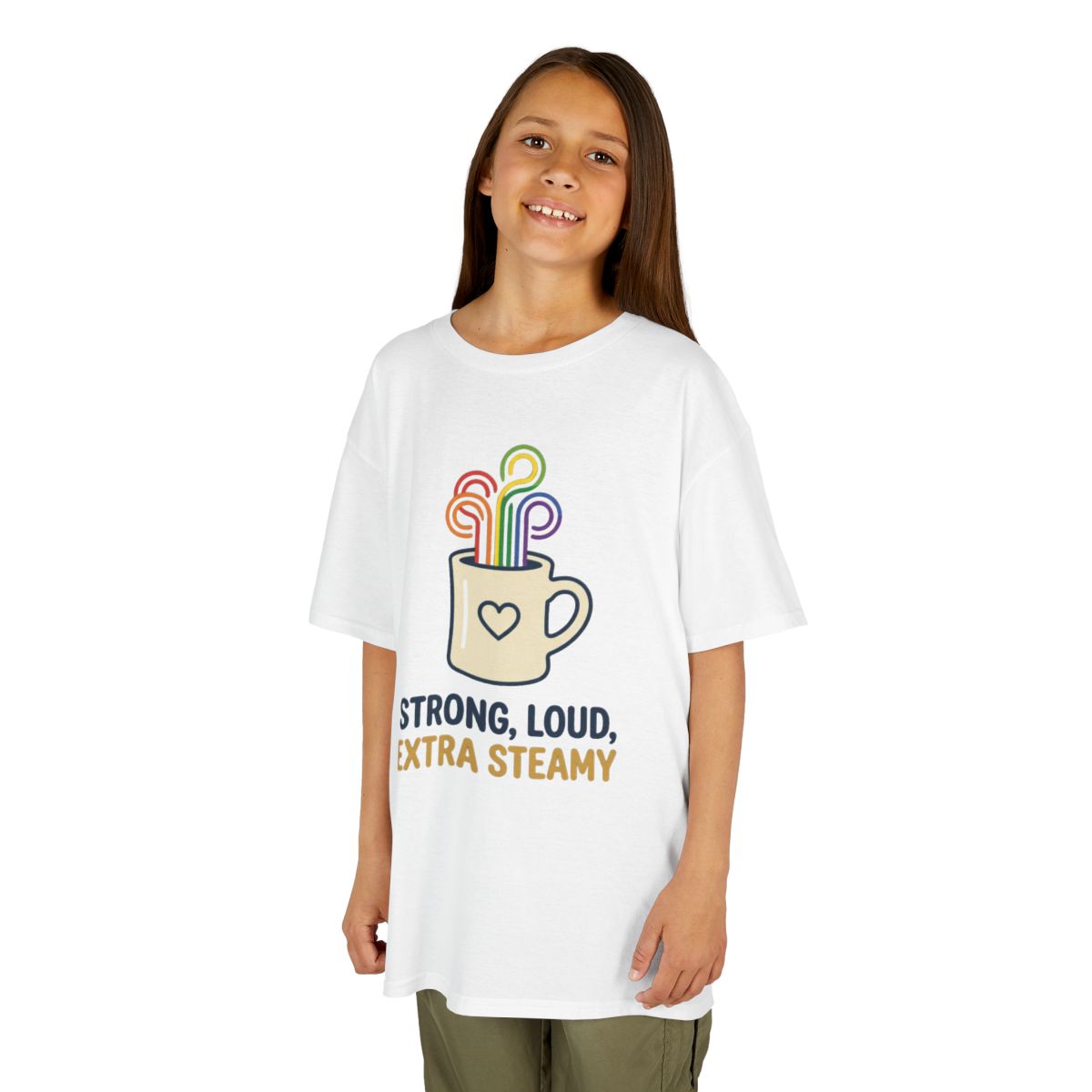 Color: White | Strong Loud Extra Steamy Kids Tee