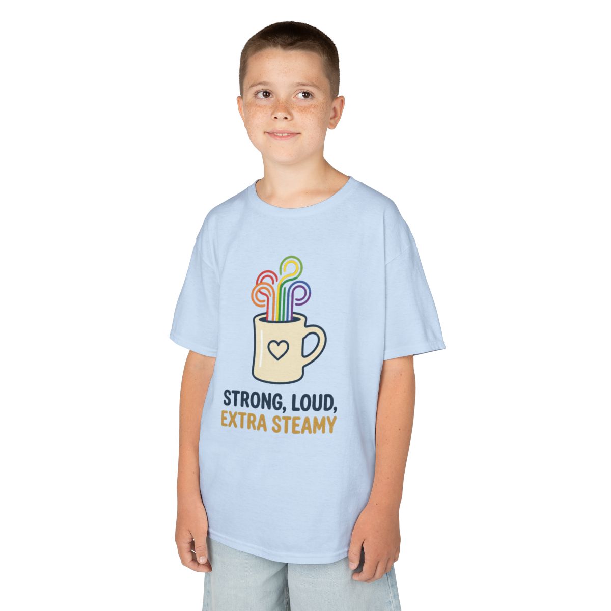 Color: Light Blue | Strong Loud Extra Steamy Kids Tee