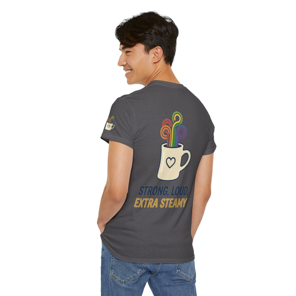 Color: Charcoal | Strong Loud Extra Steamy Premium Graphic Tee