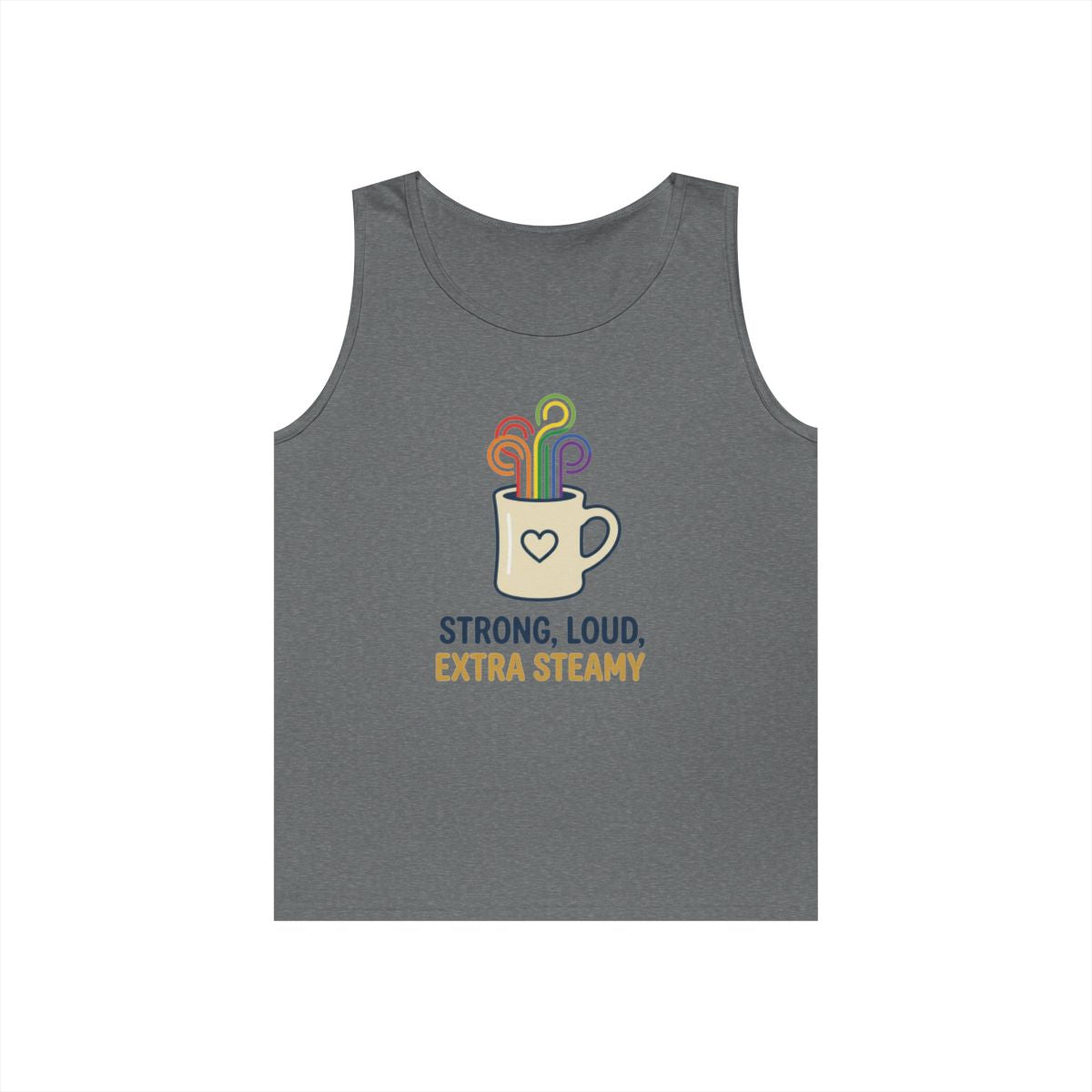 Color: Graphite Heather | Strong Loud Extra Steamy Tank Top