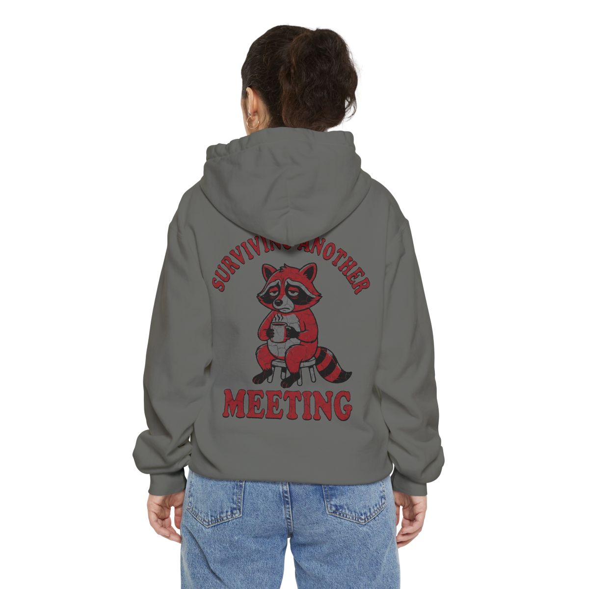 Color: Grey | Surviving Another Meeting Garment-Dyed Hoodie