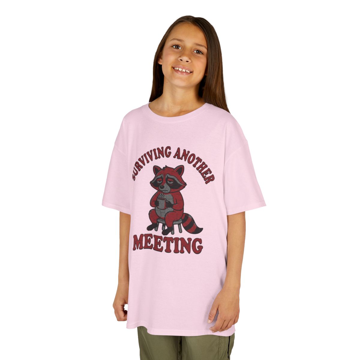 Color: Light Pink | Surviving Another Meeting Kids Tee