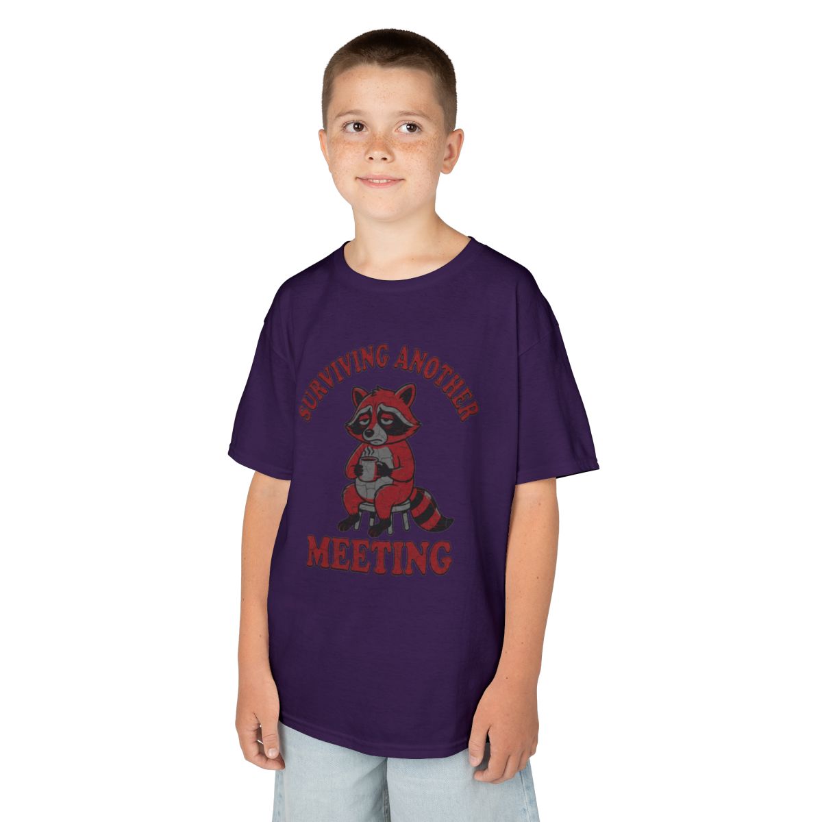 Color: Purple | Surviving Another Meeting Kids Tee