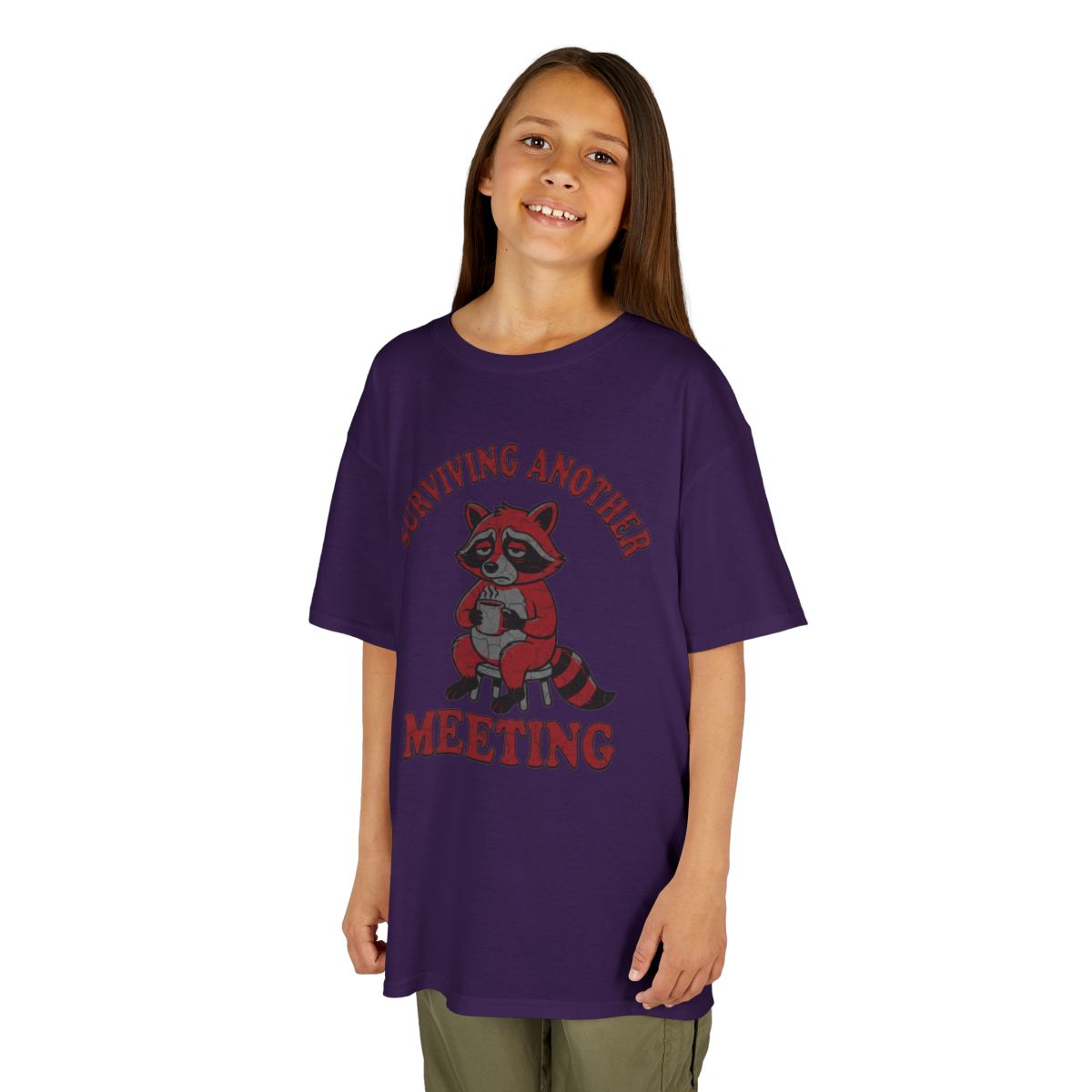 Color: Purple | Surviving Another Meeting Kids Tee