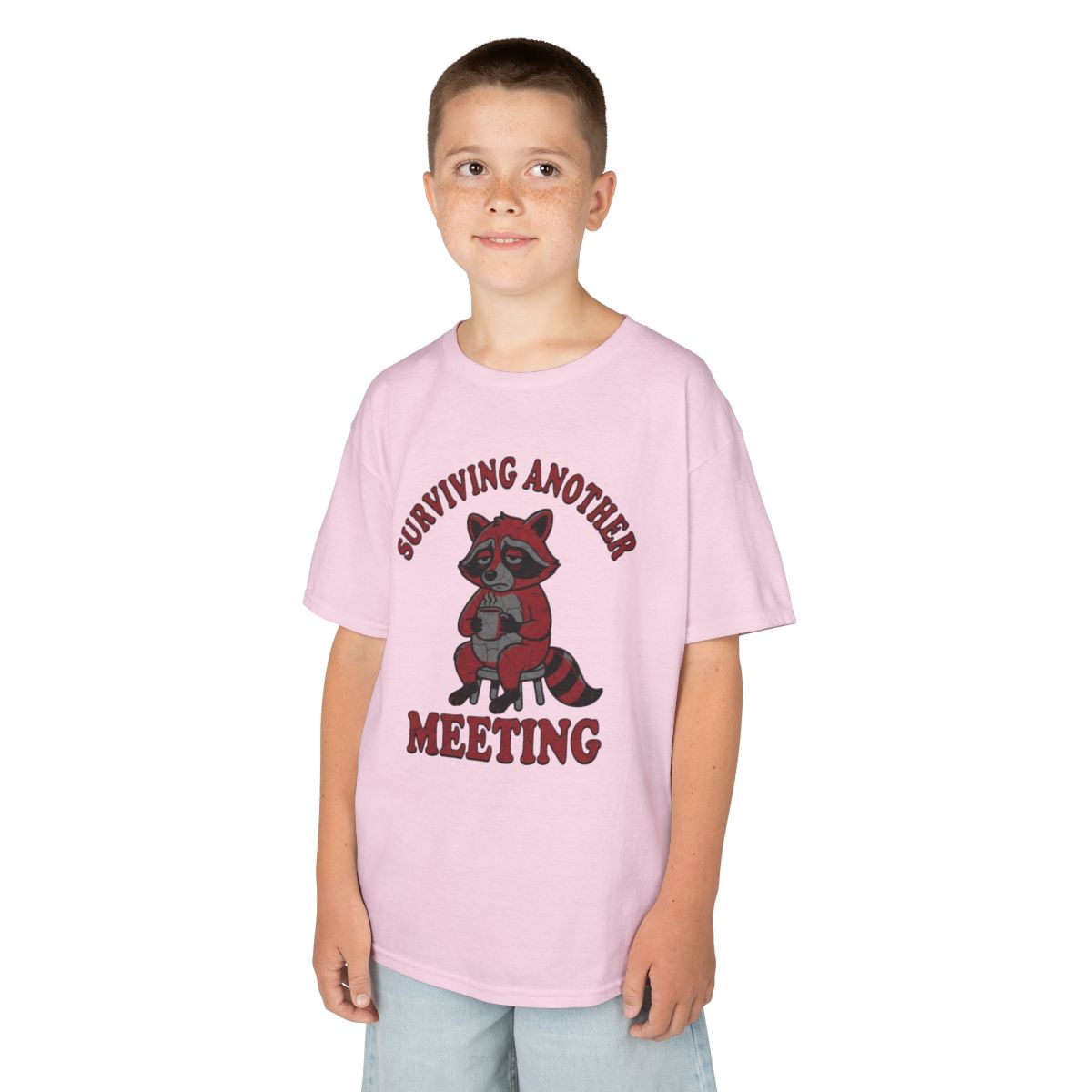 Color: Light Pink | Surviving Another Meeting Kids Tee
