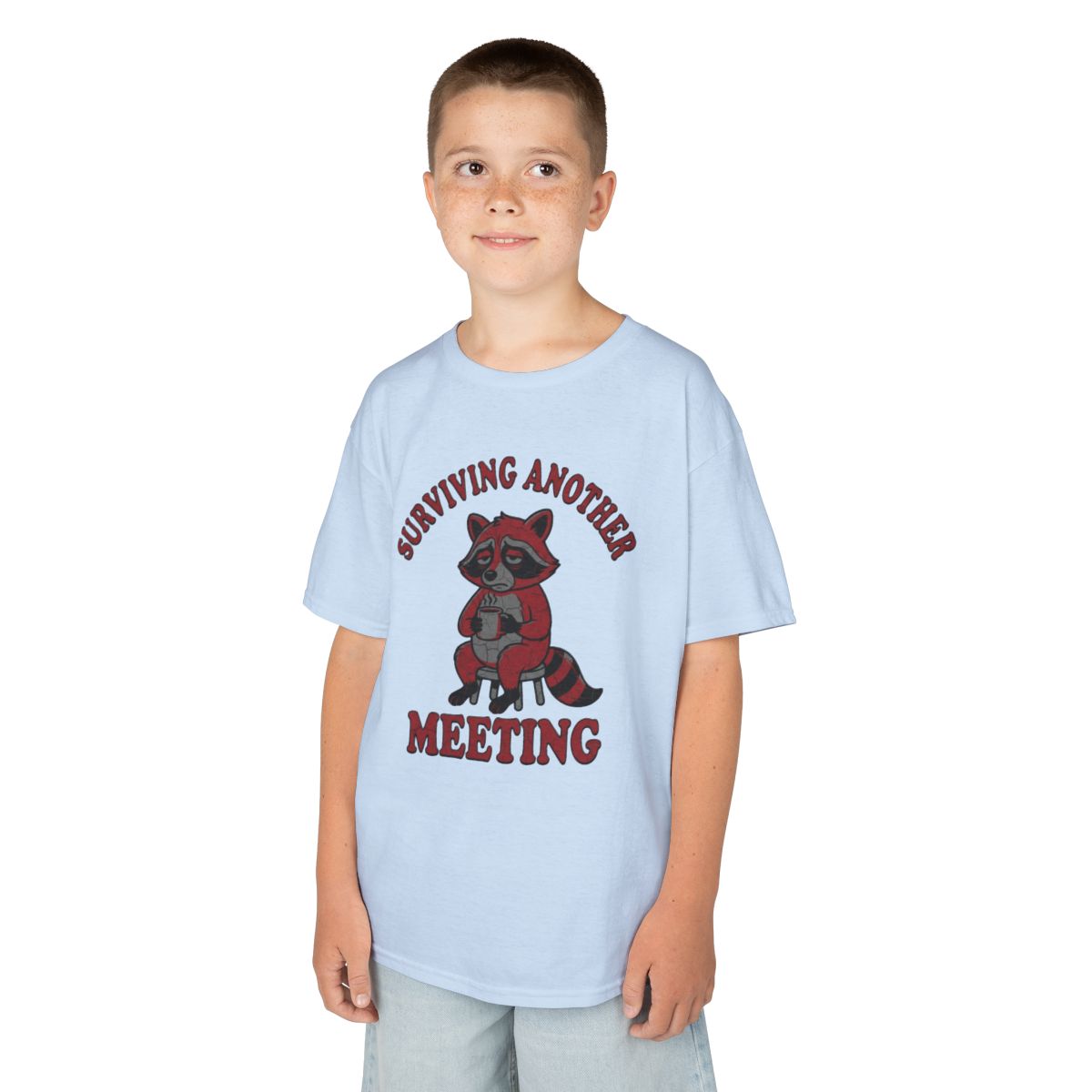 Color: Light Blue | Surviving Another Meeting Kids Tee