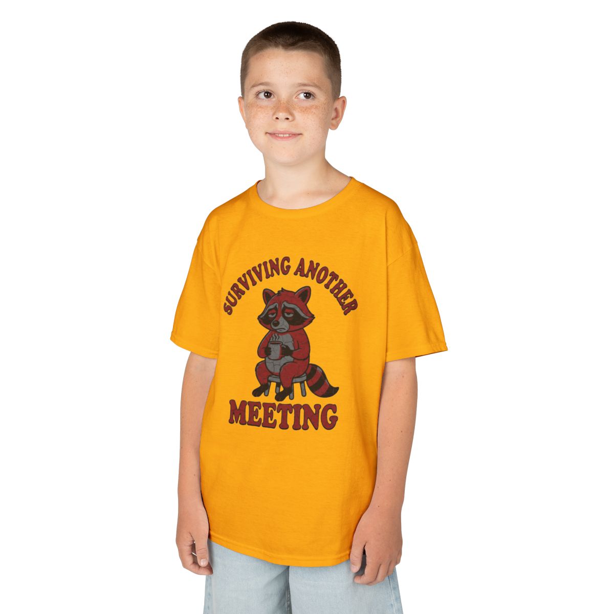 Color: Gold | Surviving Another Meeting Kids Tee